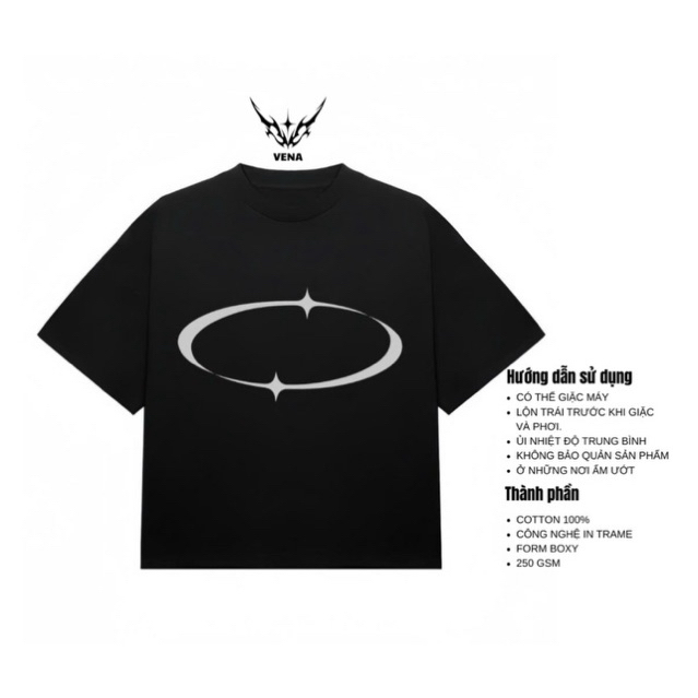 Áo thun boxy "Orbit Symbo" 100% cotton - brand vena