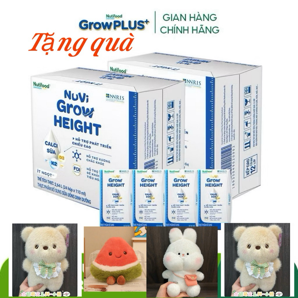 [ Kèm  quà ]Combo 2 Thùng 24 hộp SBPS Nuvi Grow Height 1+ hỗ trợ phát triển chiều cao hộp 110ml