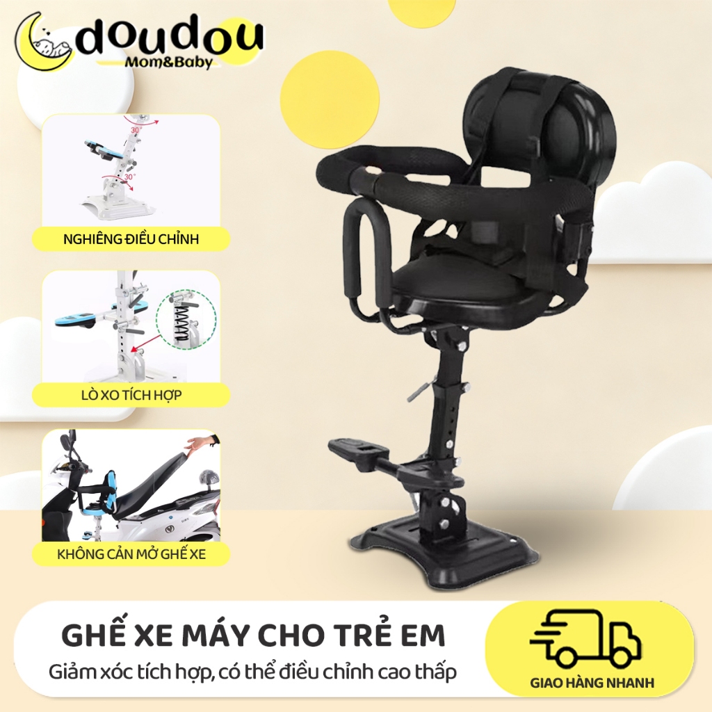 Ghế Ngồi Xe Máy Điện Xoay Ngả 80 Độ Giảm Xốc, Ghế Lắp Xe Điện Ngồi Trước Cho Bé Có Vòng