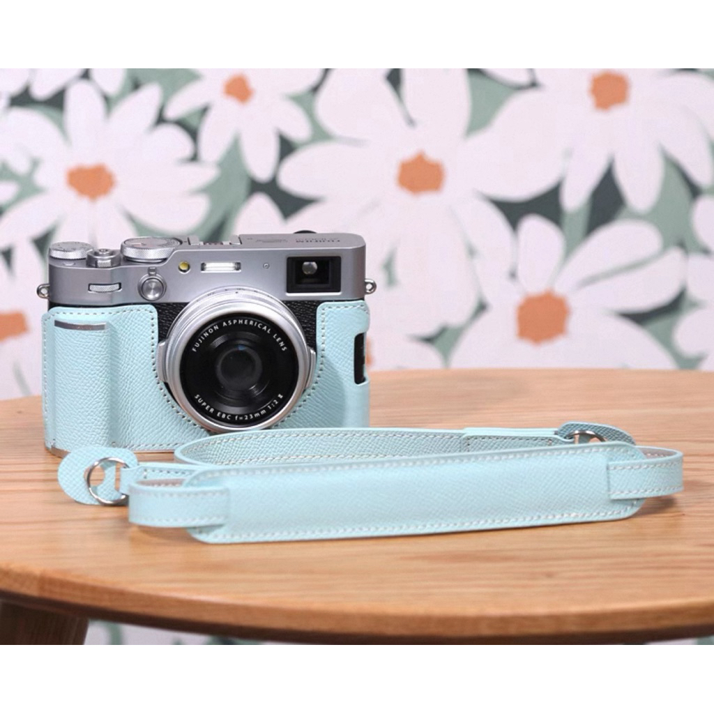 [SẴN SHIP] CASE - BAO DA FUJIFILM dòng X100VI màu xanh mint DA THẬT - kèm dây da dài