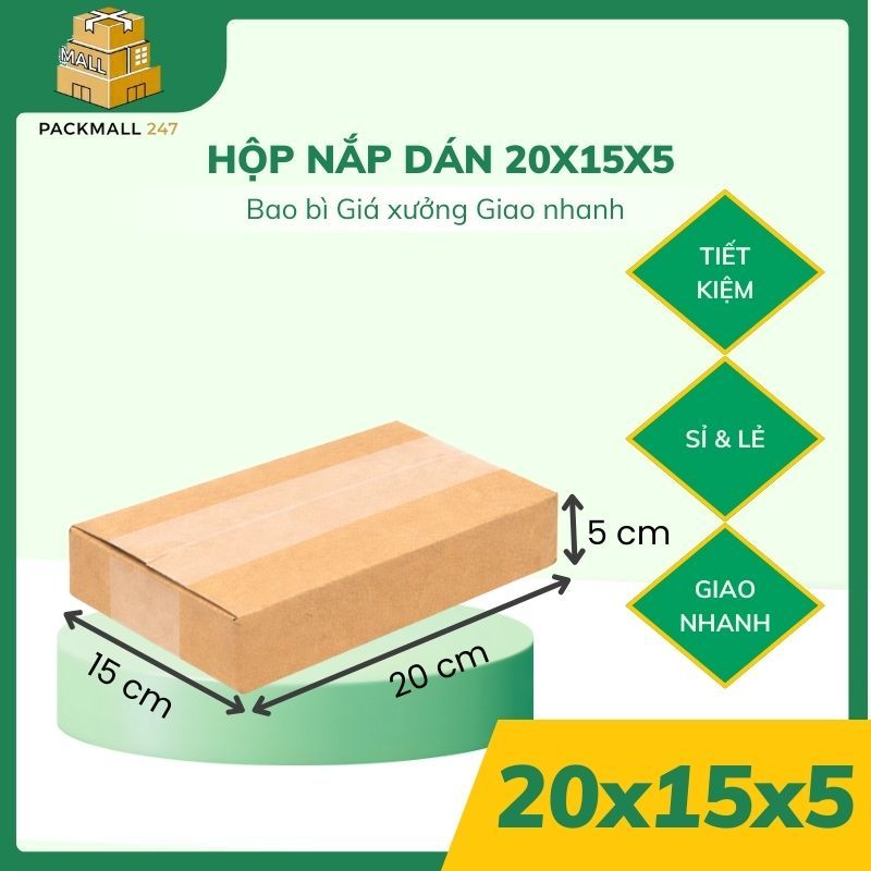 20x15x5 Combo 100 Hộp Carton Đóng Hàng 3 Lớp Hộp Giấy Đóng Hàng Nhanh Chóng Tiện Lợi - Packmall247
