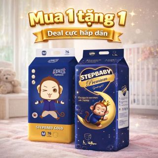   TẶNG 1 BỊCH BỈM   Khi mua 1 Bịch STEPBABY PREMIUM Tã Bỉm quần dán STEP BABY GOLD đủ size bỉm khỉ 