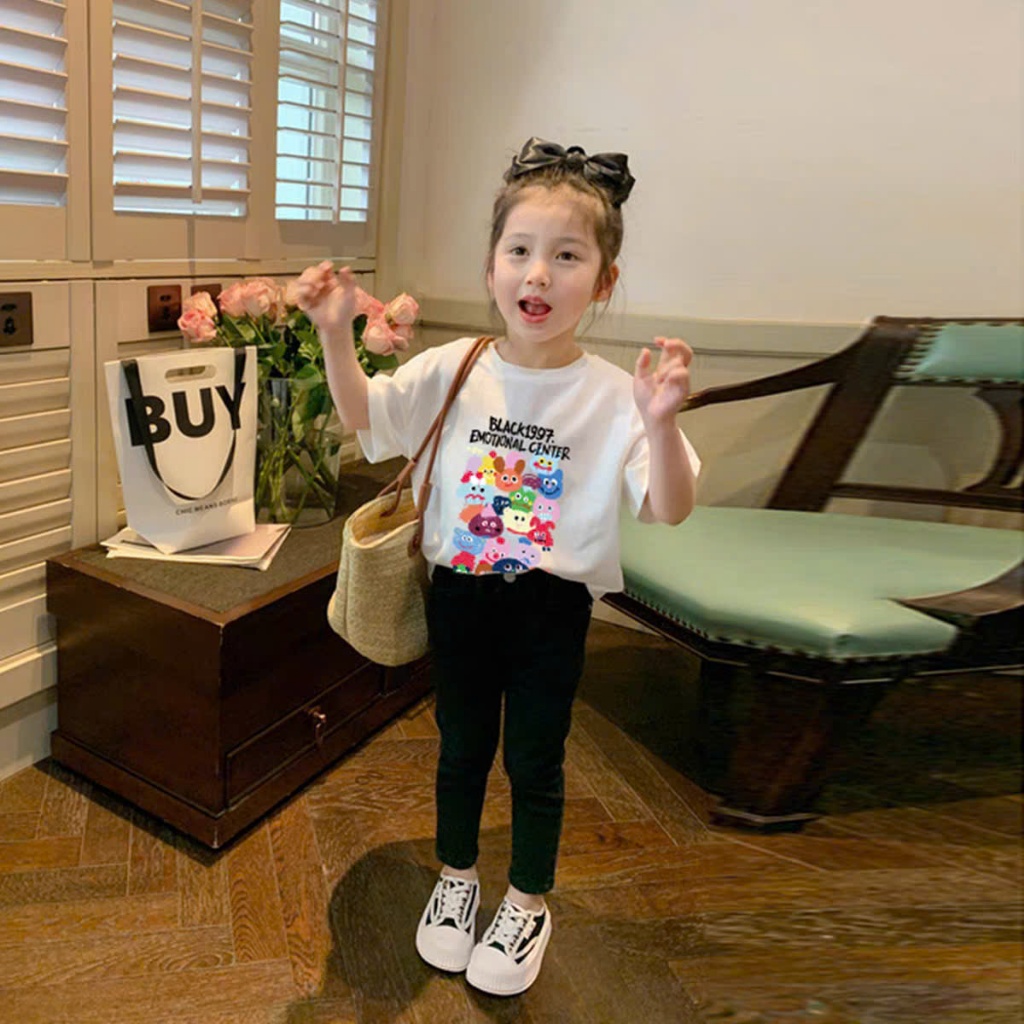 Áo thun tay ngắn bé gái chất cotton ELIOKIDS, áo phông cho bé gái ngắn tay từ 7kg-32kg.