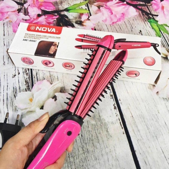Lược Điện NOVA 3 In 1, Tạo Kiểu Dập Xù, Uốn, Duỗi Tóc Chuẩn Salon Chuyên Nghiệp