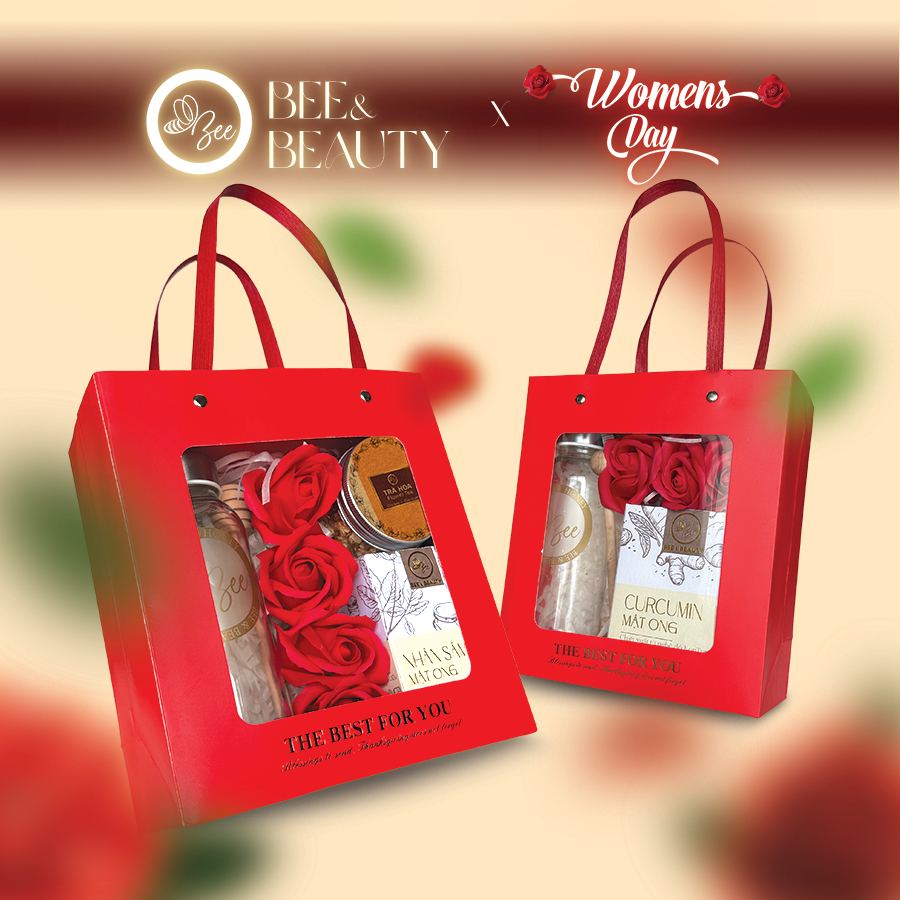 Set Quà Tặng Cao Cấp Hoa Hồng Đỏ Saffron nhụy hoa nghệ tây ngâm mật ong Beebeauty