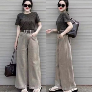  Quần jeans nữ suông gân dáng dài can giữa siêu hot #NT2810 