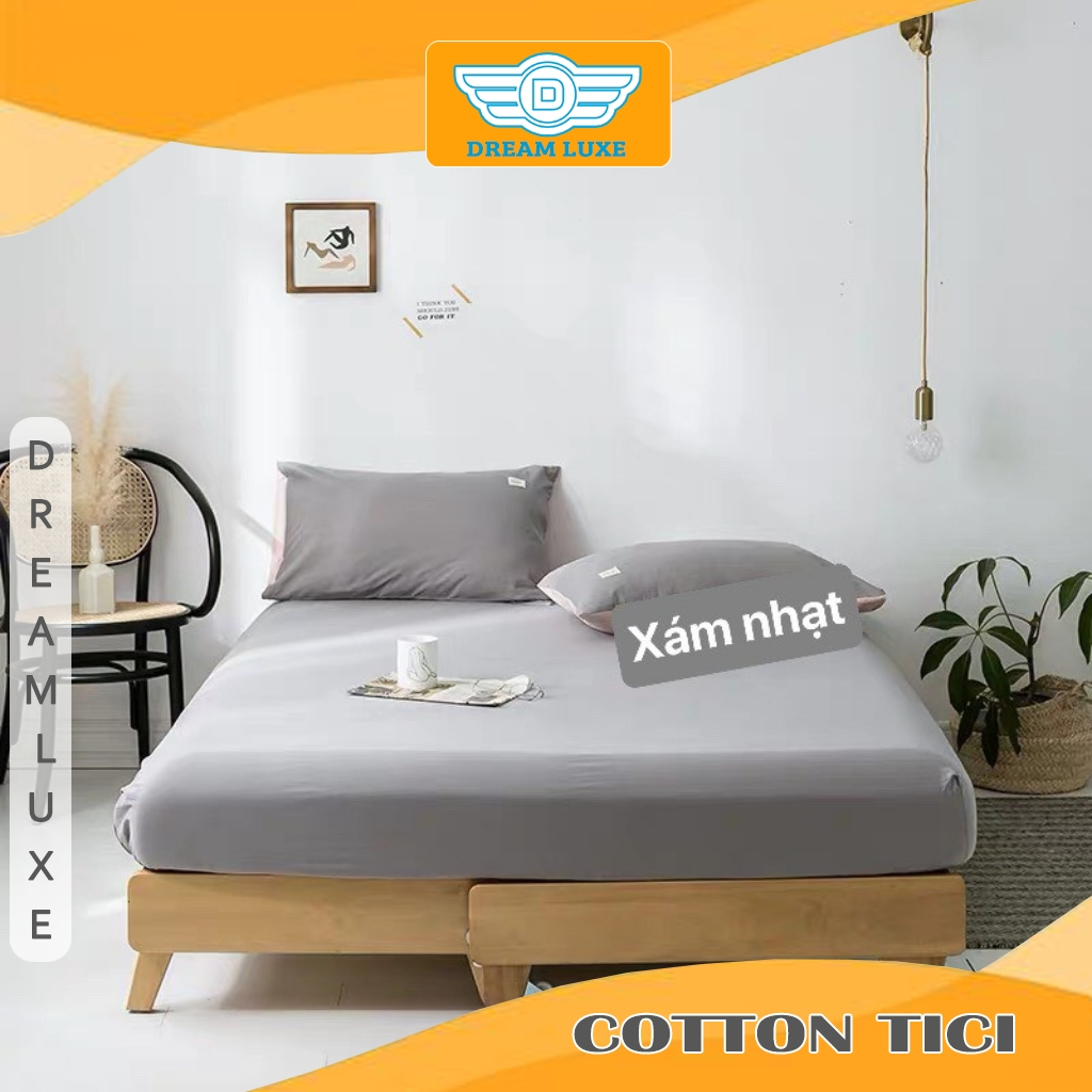 Ga Trải Giường Ga Nệm Cotton Tici 1m2 1m4 1m6 1m8, Màu Trơn Thoáng Mát Nệm Cao 10cm