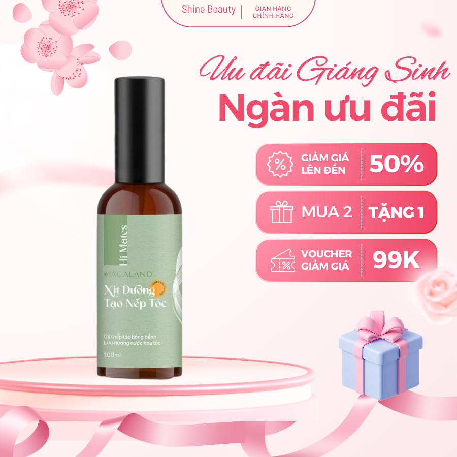 Xịt giữ nếp tạo kiểu dưỡng tóc 3in1 Macaland 100ml lưu hương nước hoa, không khô cứng tóc