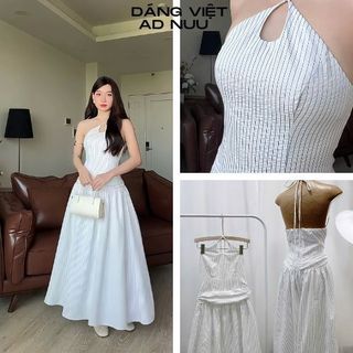 Đầm Tiểu Thư Tay Dài Bồng, Váy Thiết Kế Áo Croptop Trắng Tay Dài Phối Chân Váy Tafta Trắng Tầng Dành cho Dự Tiệc Đi Biển