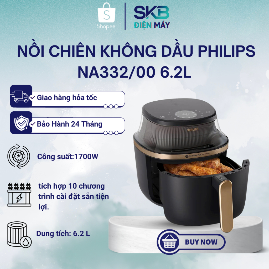 Nồi chiên không dầu Philips NA332/00 6.2L - Bảo Hành chính hãng 24 tháng