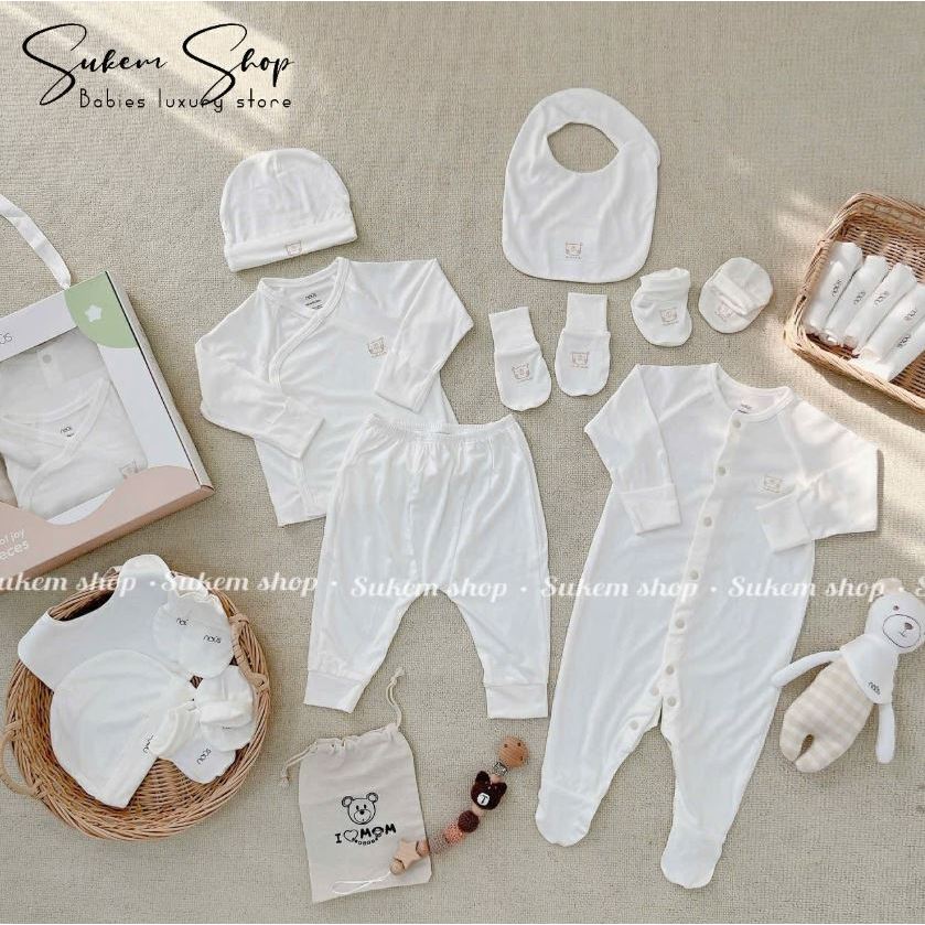 Nous Combo đi sinh 16 món màu trắng NB 2025/ quà tặng sơ sinh cho bé