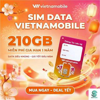 [210GB] Sim D365 Vietnamobile 210GB/Tháng Trọn Gói 1 Năm Không Gia Hạn.
