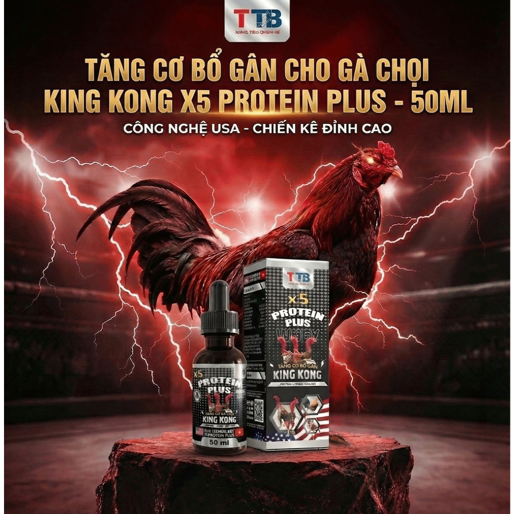KingKong X5 – Dinh Dưỡng Hỗ Trợ Gà Khỏe Tự Nhiên | Cơ Chắc – Gân Khỏe – Da Đỏ
