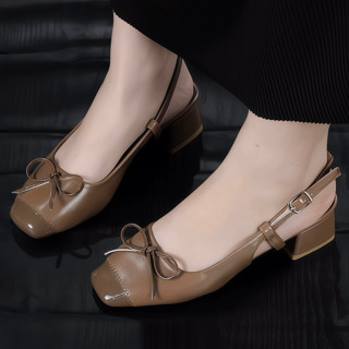  Giày Sandal Cao Gót Nữ phối Nơ Mũi Vuông mềm nhẹ cao 3cm 3P Xưởng Giày Bánh Bèo mã SandalKISSES3P 