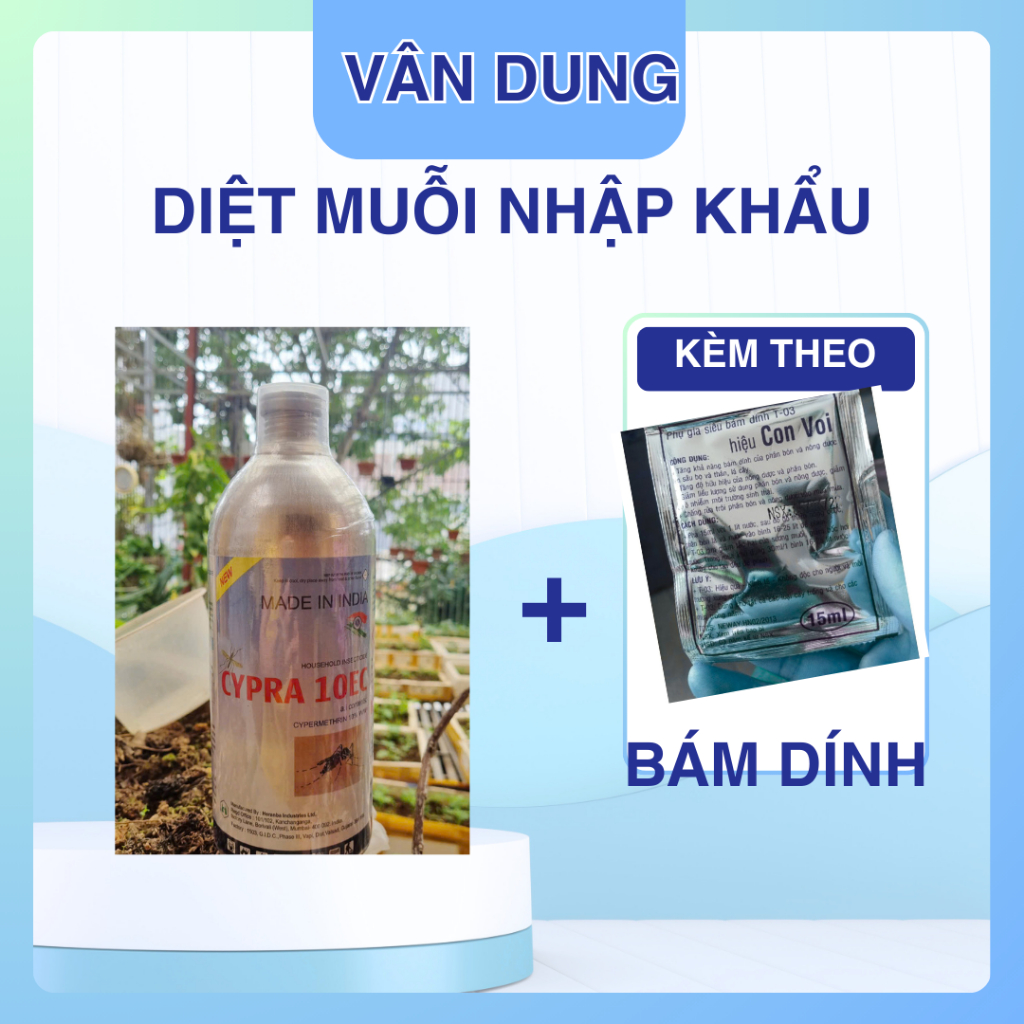 T.huốc diệt muỗi nhập khẩu tứ Ấn Độ Cypra 10EC loại 1lit, tặng bám dính kèm theo
