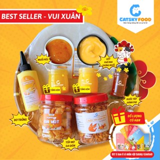  Bánh tráng phơi sương CATSKY FOOD combo bánh tráng sốt muối béo đồ ăn vặt - COMBO BEST SELLER 