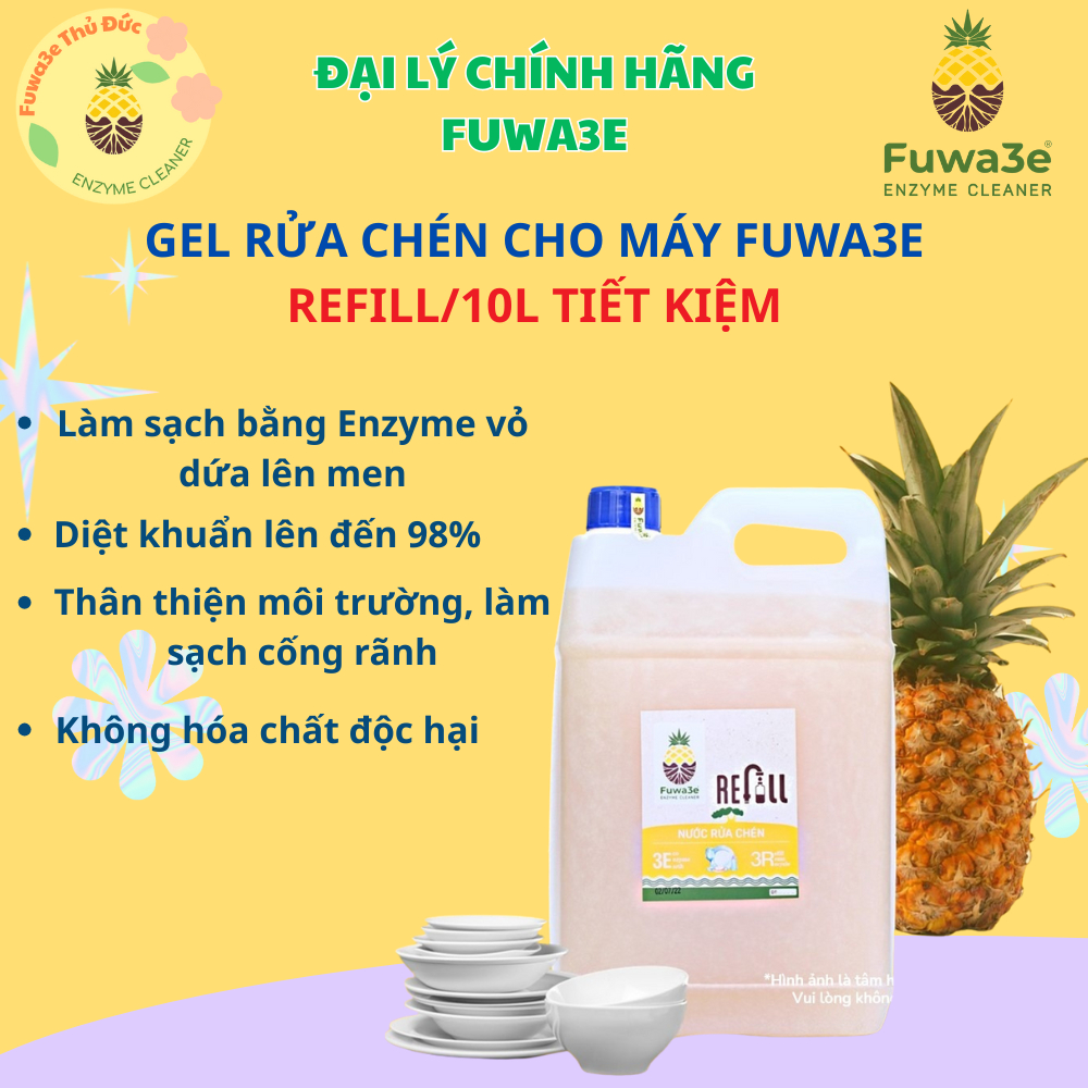 Can Refill Gel Rửa Chén Hữu Cơ Fuwa3e 10L