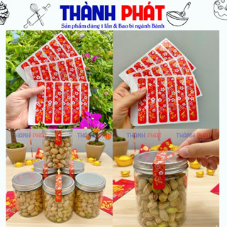  60 Tem Tết dài Dán Hủ Bánh Hũ Hạt Hộp Quà Tết – Decal Trang Trí Tết – Set 10 Tờ 60 Tem 