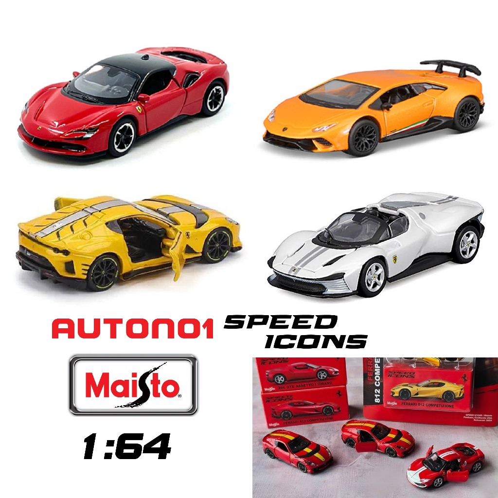 Mô hình xe Ferrari, Lamboghini, Porsche các dòng siêu xe Speed Icon bản card tỉ lệ 1:64 Maisto