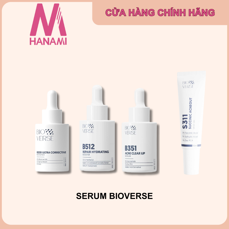 serum BIOVERSE phục hồi B512 giảm mụn B251 và chấm mụn S311 dành cho da mụn, nhạy cảm