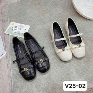  Giày Búp Bê Đế Bệt Chất Da Mềm Có Đai Ngang Kèm Mũi Nơ Hoa Trà Nổi Bật Giày bệt nữ chất da và chất nỉ ấm V25-02 