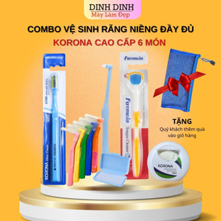  Vệ sinh răng niềng Korona Combo đầy đủ Bàn chải niềng răng bàn chải kẽ bàn chải đầu nhỏ cạo lưỡi chỉ nha khoa sáp 