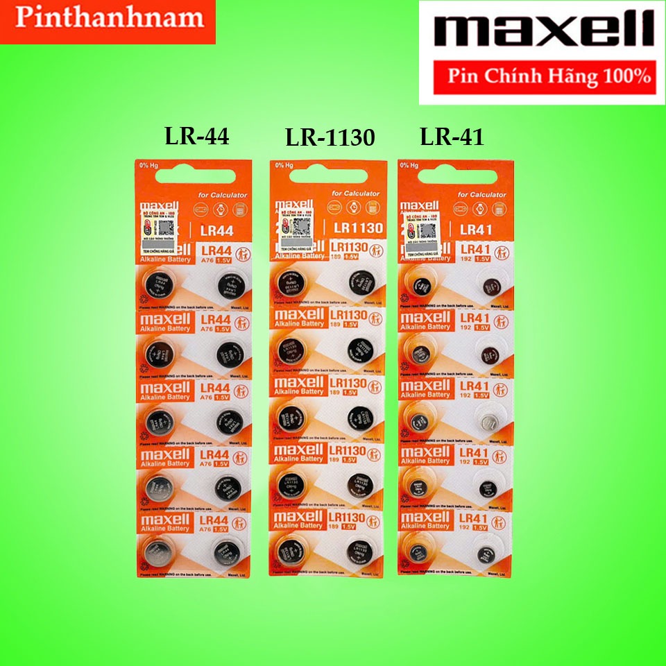 Pin MAXELL LR44 / LR1130 / LR41 1,5V Vỉ 10 Viên Chính Hãng