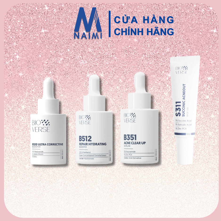 serum BIOVERSE phục hồi B512 giảm mụn B251 và chấm mụn S311 dành cho da mụn, nhạy cảm