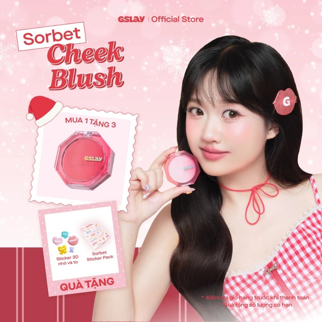 Má Hồng Kem Hoá Phấn GSLAY Sorbet Cheek Blush thuần chay mịn lì và nhũ dễ tán bền màu (5gr)