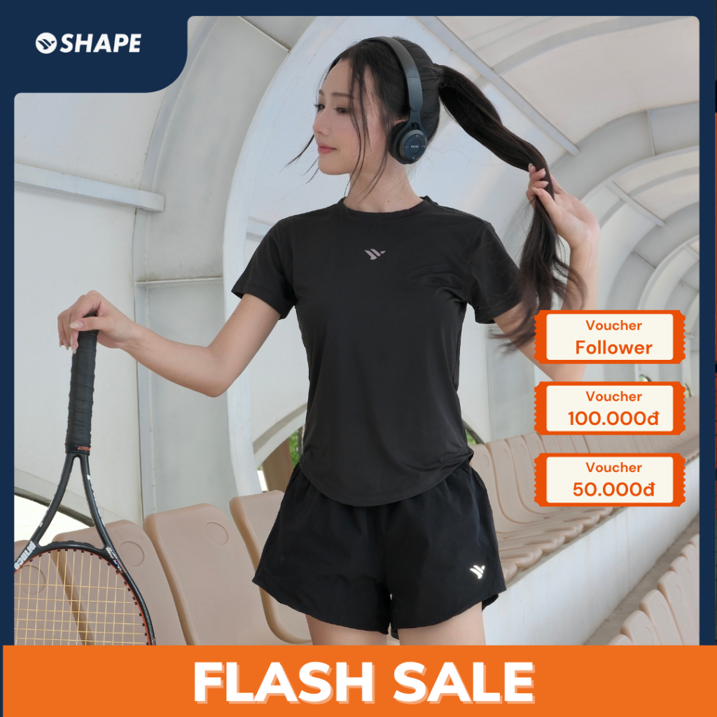 Set bộ thể thao nữ áo cộc và quần đùi tập gym chạy bộ pickleball mát thời trang Merge-Live Shape