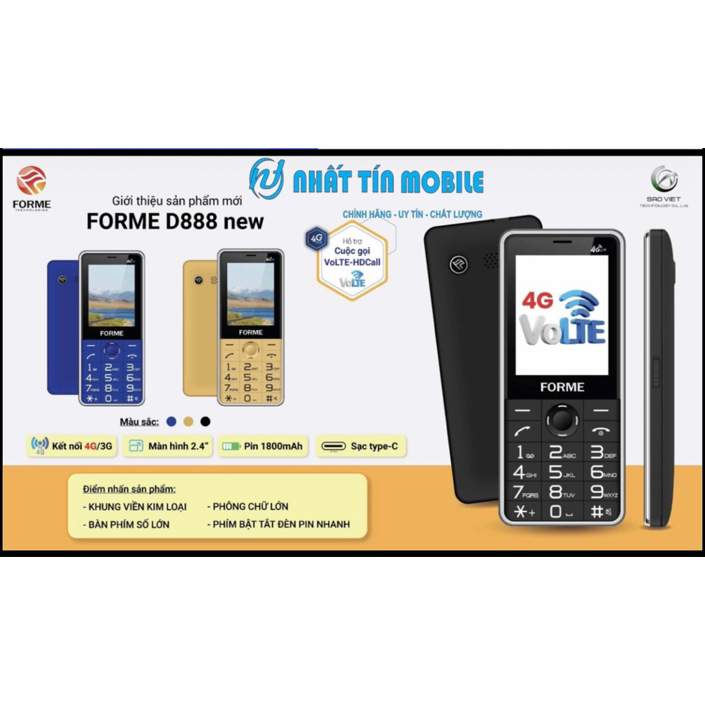 FORME D888 4G - Cam Kết Chính Hãng - Mới New Seal
