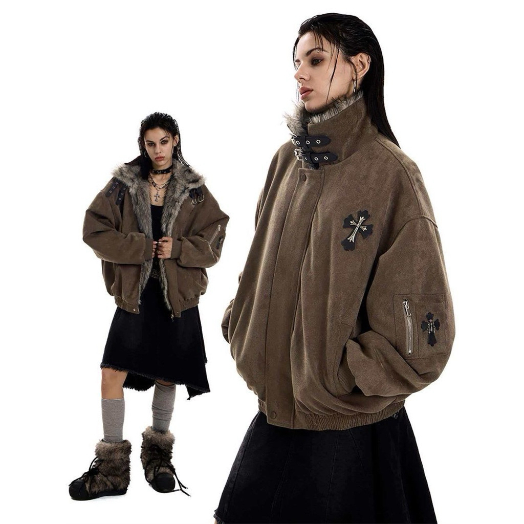 Áo Khoác Stressout Phối Lông Trần Bông Unisex Dáng Rộng Phong Cách Streetwear | BigBuy360 - bigbuy360.vn