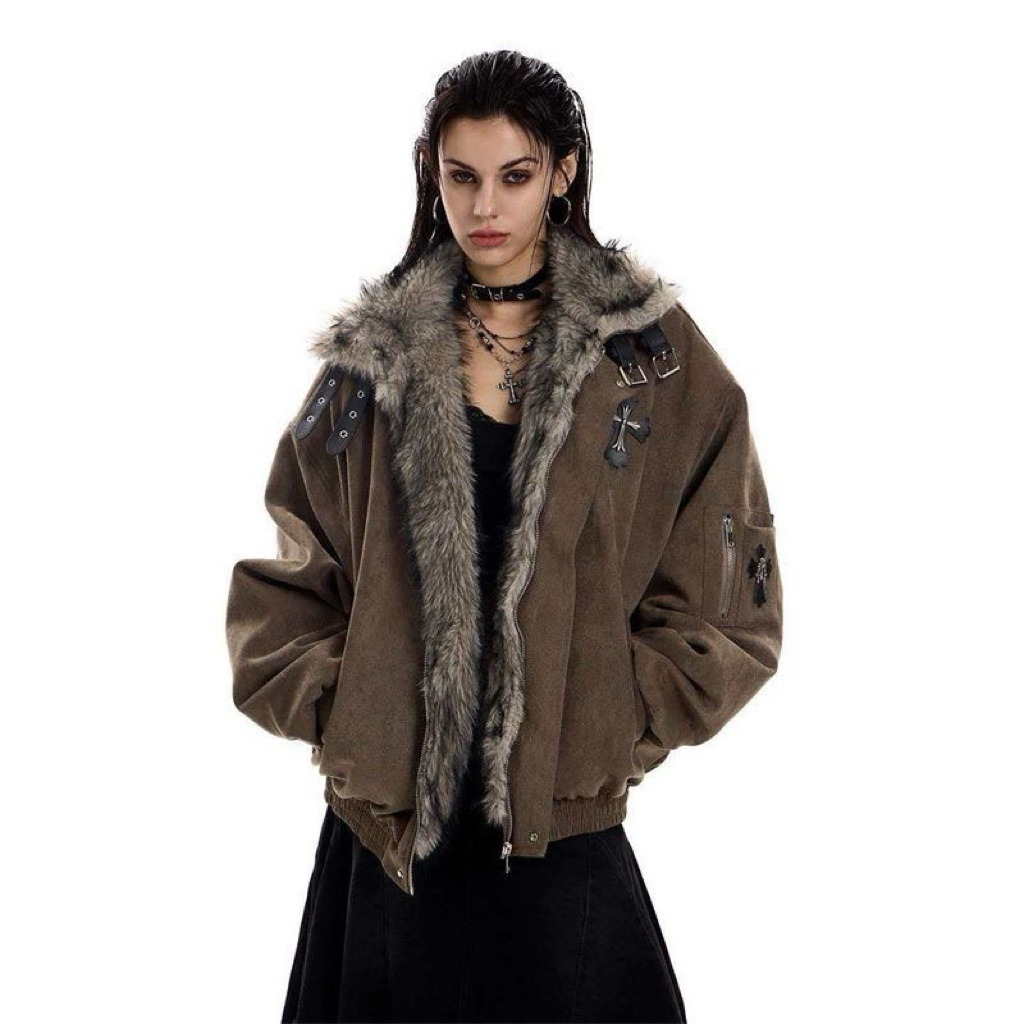 Áo Khoác Stressout Phối Lông Trần Bông Unisex Dáng Rộng Phong Cách Streetwear | BigBuy360 - bigbuy360.vn