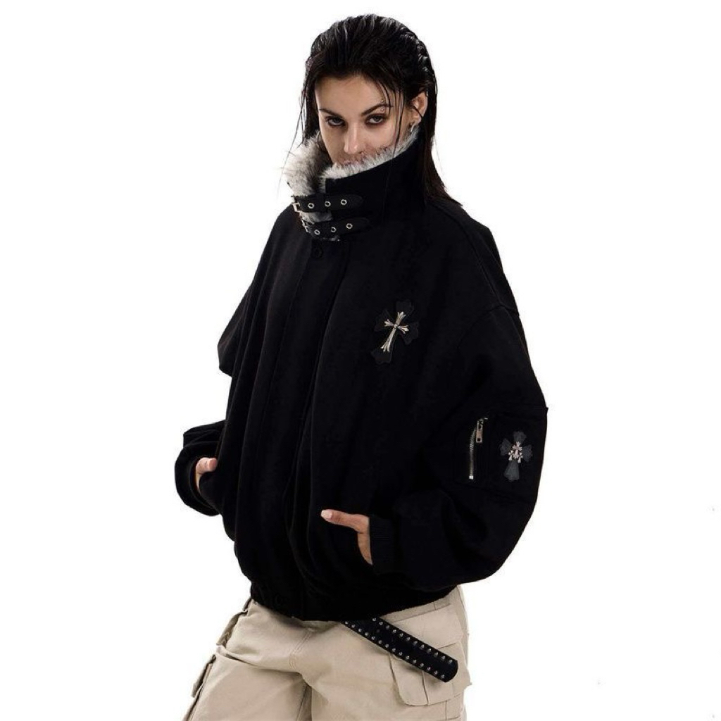 Áo Khoác Stressout Phối Lông Trần Bông Unisex Dáng Rộng Phong Cách Streetwear | BigBuy360 - bigbuy360.vn