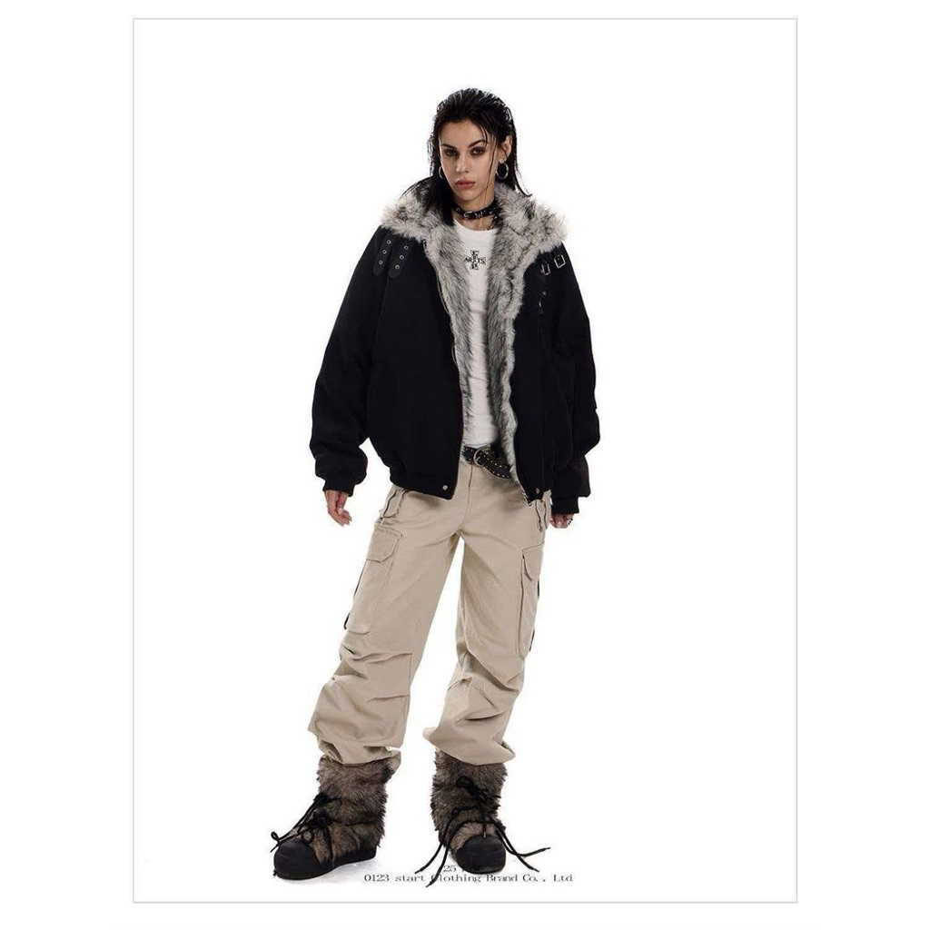 Áo Khoác Stressout Phối Lông Trần Bông Unisex Dáng Rộng Phong Cách Streetwear | BigBuy360 - bigbuy360.vn