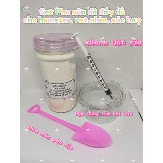 Bộ 4 món pha BỘT SỮA DÊ cho Hamster, thỏ, bọ, nhím sóc giúp tăng cân, mượt lông, vỗ béo, giàu canxi