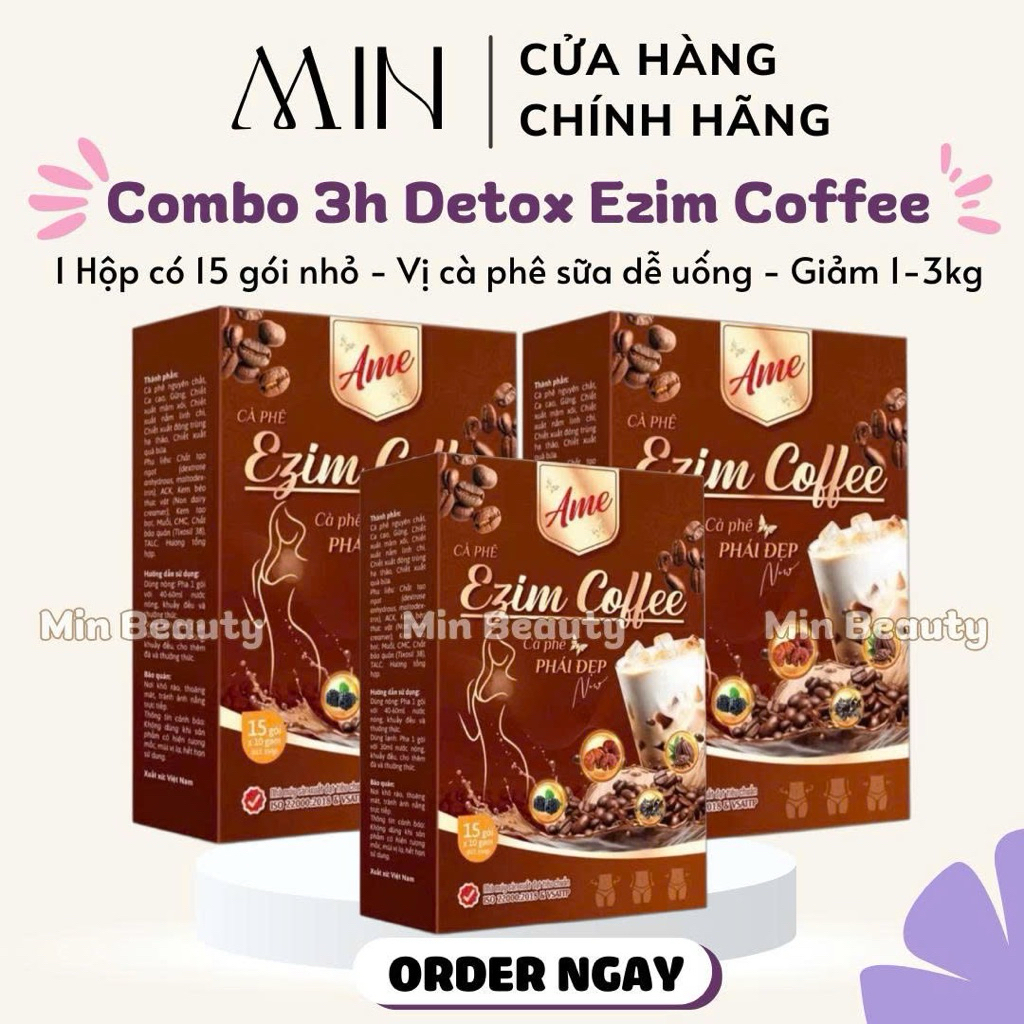 [FREESHIP] COMBO 3 HỘP EZIM COFFEE Giảm Cân An Toàn, Hiệu Quả - 1 hộp 15 gói