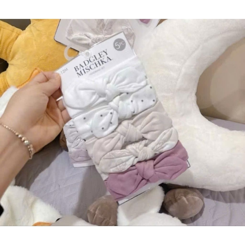 Set 5 tuban cho bé gái, băng đô đội đầu 0-12m