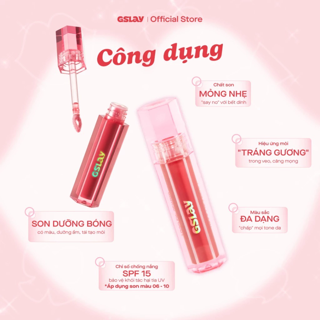 Son Dưỡng Bóng Có Màu Thuần Chay GSLAY YOSO Lip Serum dưỡng ẩm, tái tạo môi 1ml