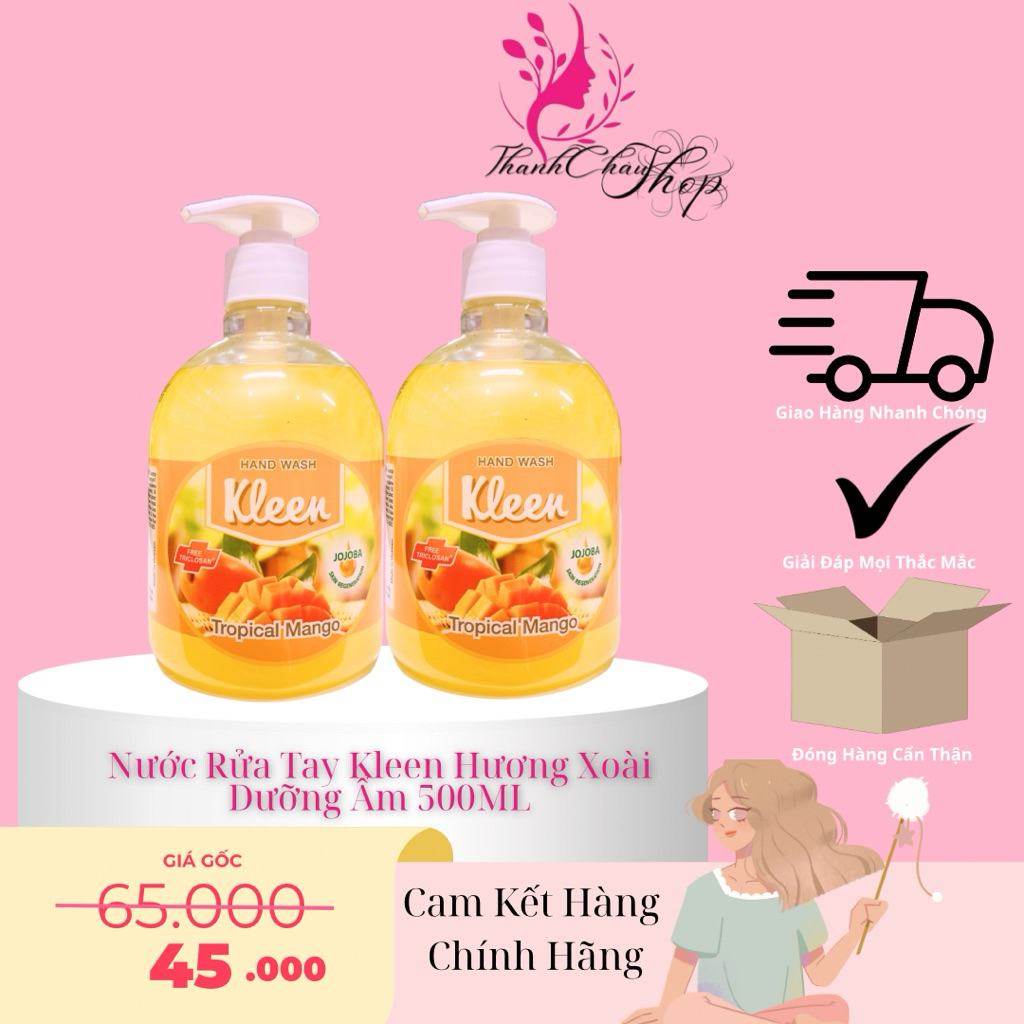 Nước Rửa Tay Kleen Hương Xoài Dưỡng Ẩm 500ML