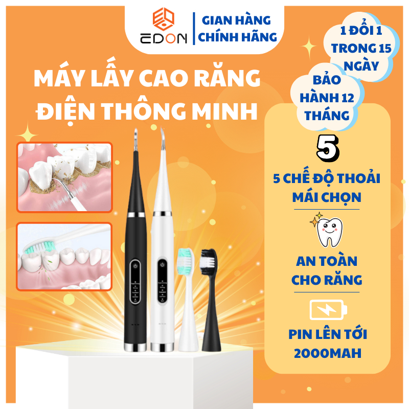 Máy Lấy Cao Răng 2in1 EDON LCR01 Kết Hợp Bàn Chải Điện, Chăm Sóc Răng Toàn Diện, Pin Đến 180 Ngày