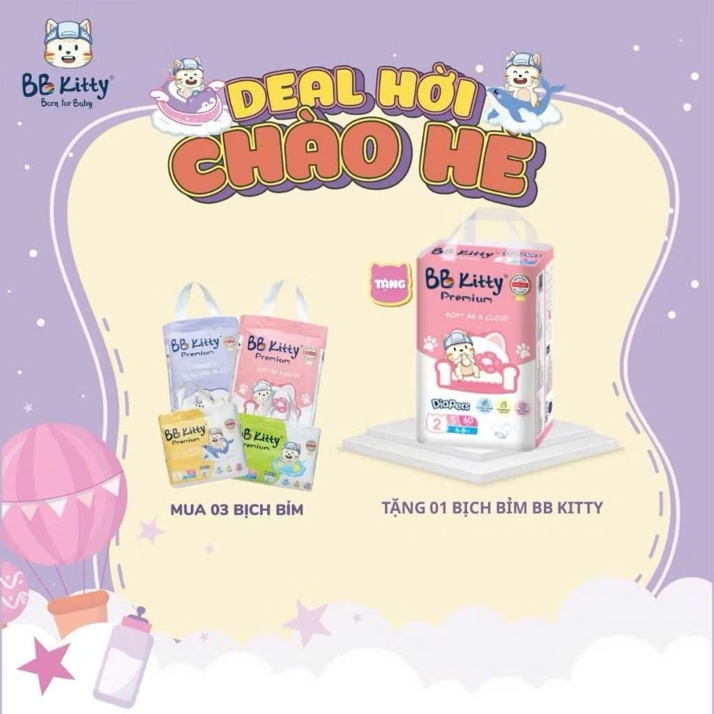Combo 2 bịch Bỉm BB KITTY mềm mại thấm hút tốt