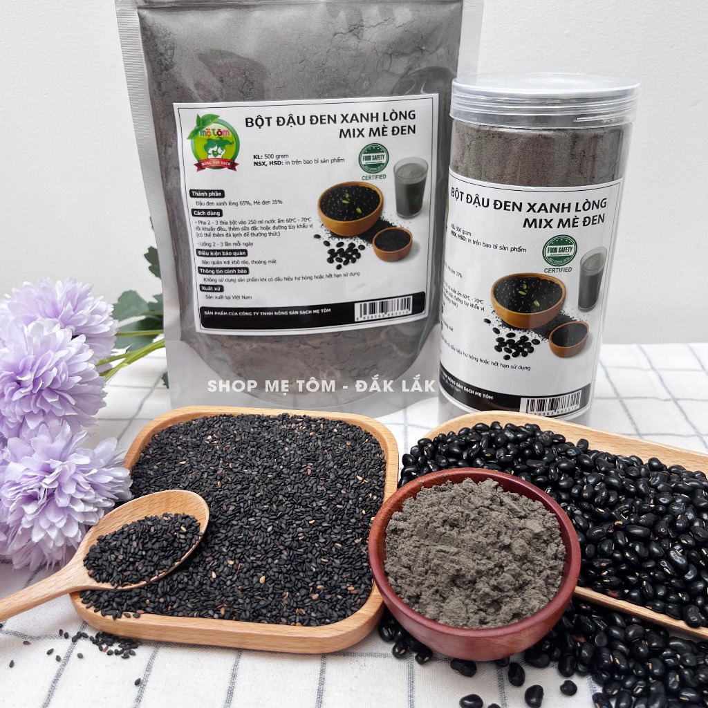 500GRAM BỘT ĐẬU ĐEN MIX MÈ ĐEN shop Mẹ Tôm (BỘT MÈ ĐEN ĐẬU ĐEN XANH LÒNG) CÓ XUẤT HÓA ĐƠN CÔNG TY