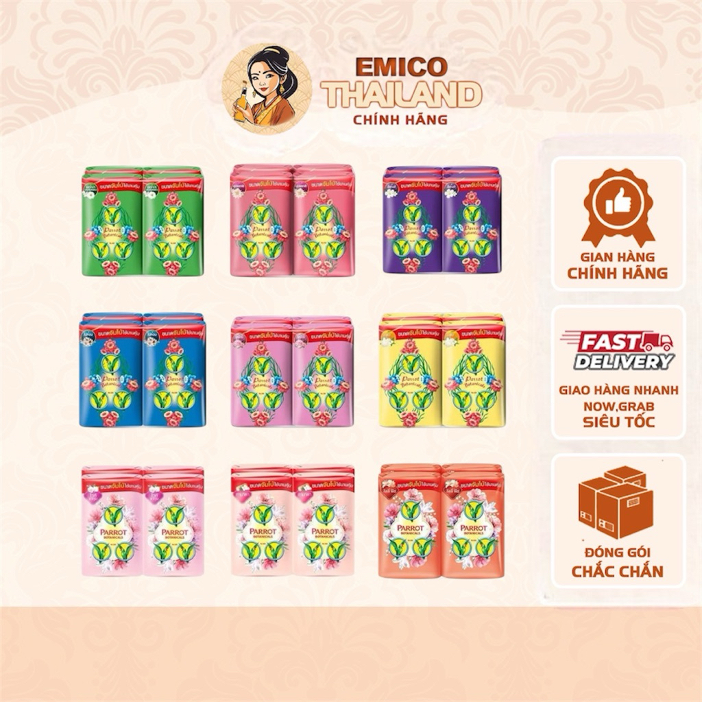 Xà Bông, Xà Phòng Cục Con Vẹt Parrot Natural Soap Hương Thơm Lâu Botanicals, Sakura 55g - Jron Beaut