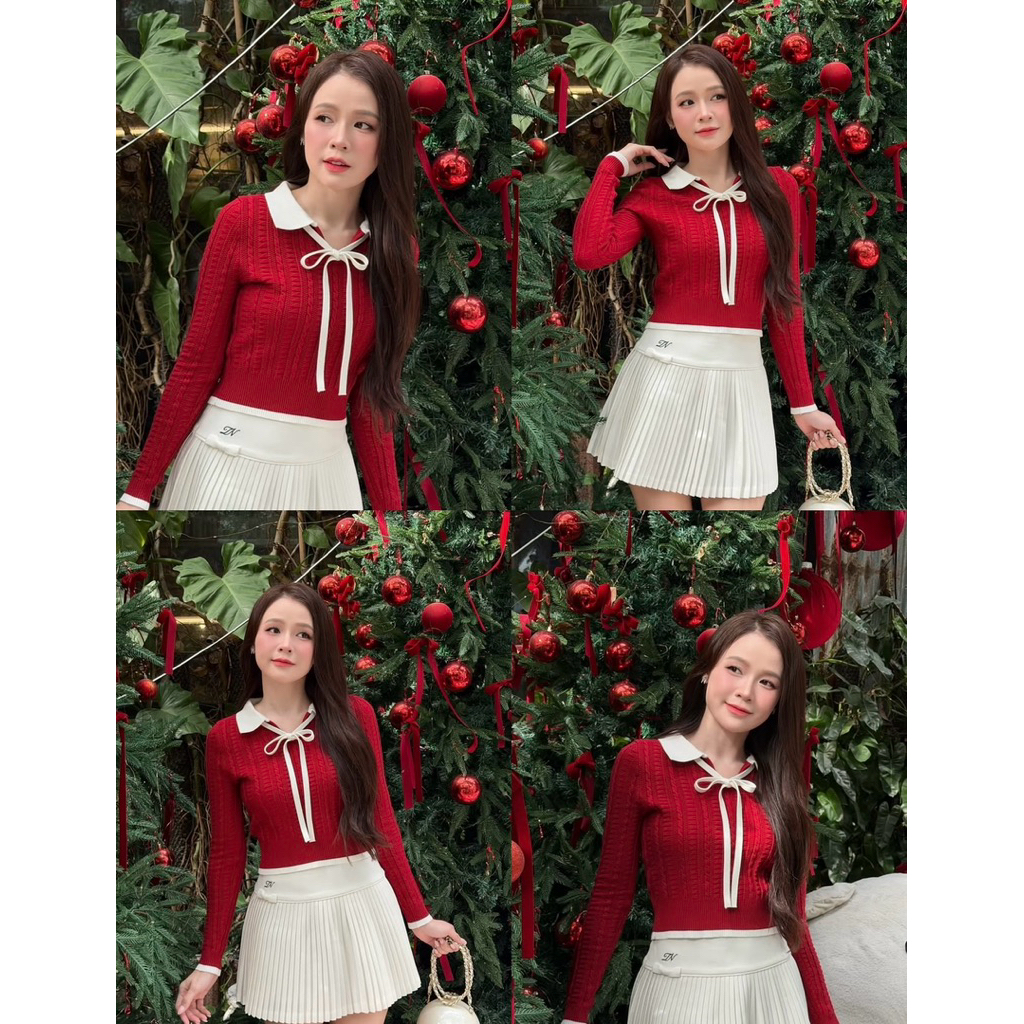 ÁO LEN VẶN THỪNG CỔ NƠ HELEN TOP ĐỎ TI NGOAN | BigBuy360 - bigbuy360.vn
