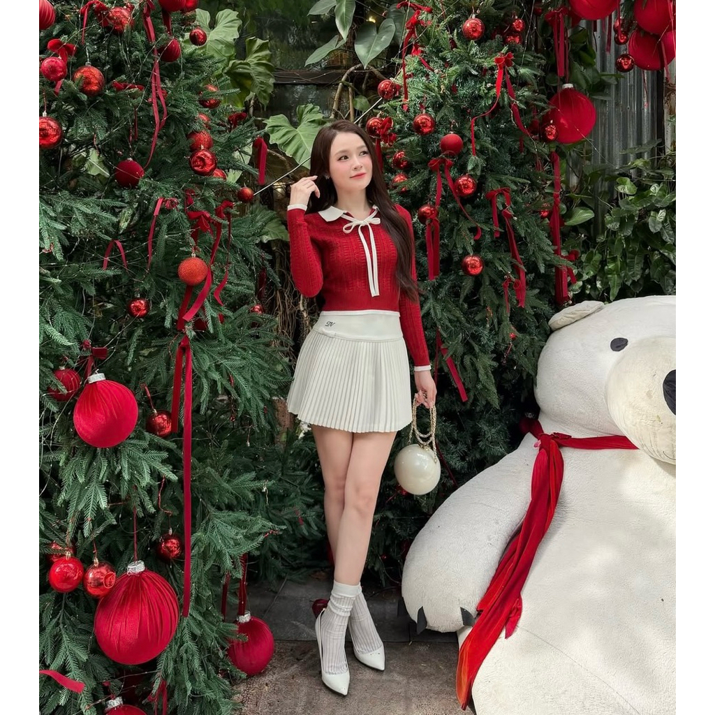 ÁO LEN VẶN THỪNG CỔ NƠ HELEN TOP ĐỎ TI NGOAN | BigBuy360 - bigbuy360.vn
