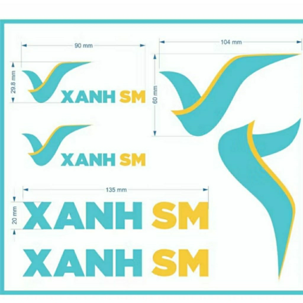 TEM XANH SM dán xe,mũ bảo hiểm