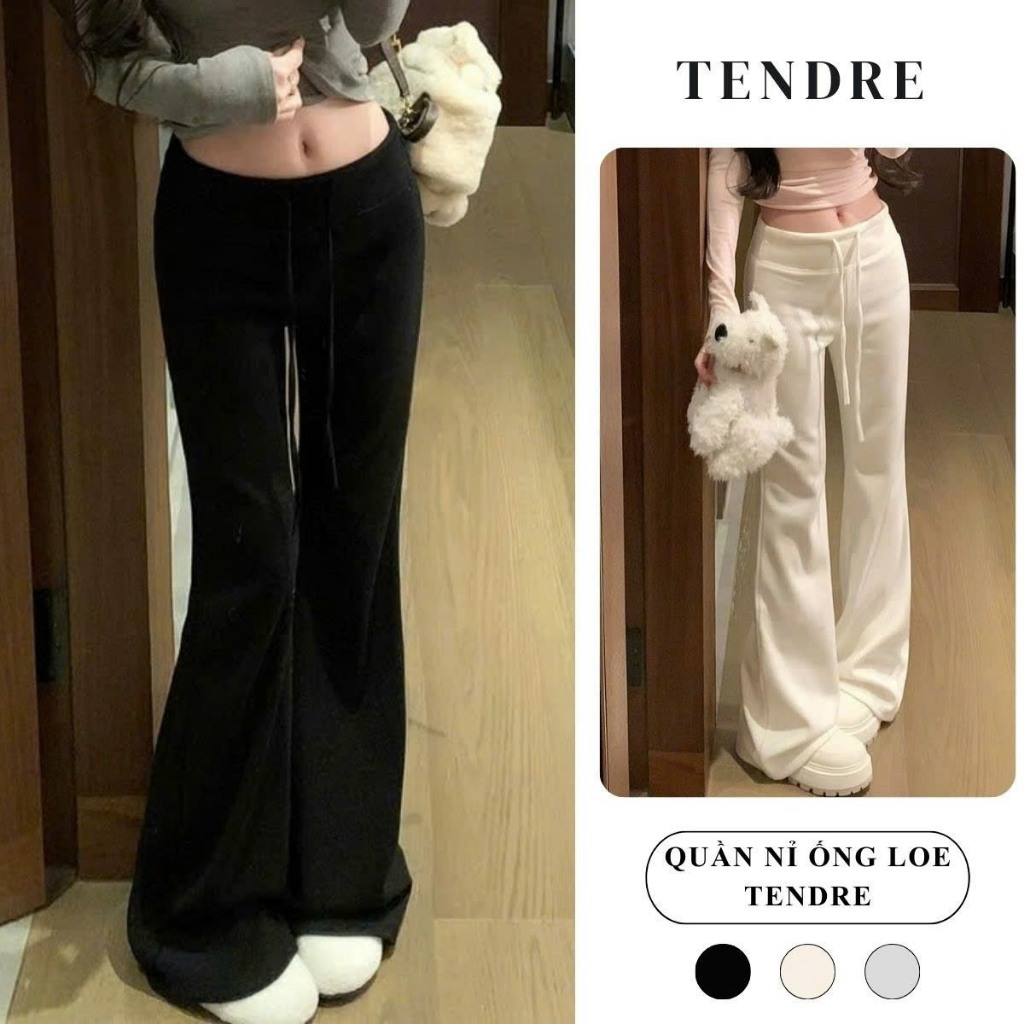 Quần Nỉ Lưng Cao Ống Loe 3 Màu Basic Trẻ Trung Năng Động L19