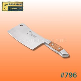 Dao chặt xương cán thép ốp gỗ cao cấp Rhino 796 nội địa Thái Lan nặng 500g