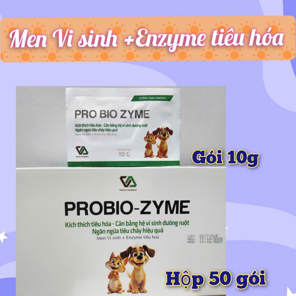 🌱[Mua 5 Tặng 1]  Men Tiêu Hóa PRO BIO ZYME (Gói 10g) 🐾 Cân bằng hệ vi sinh đường ruột. Giảm rối loạn